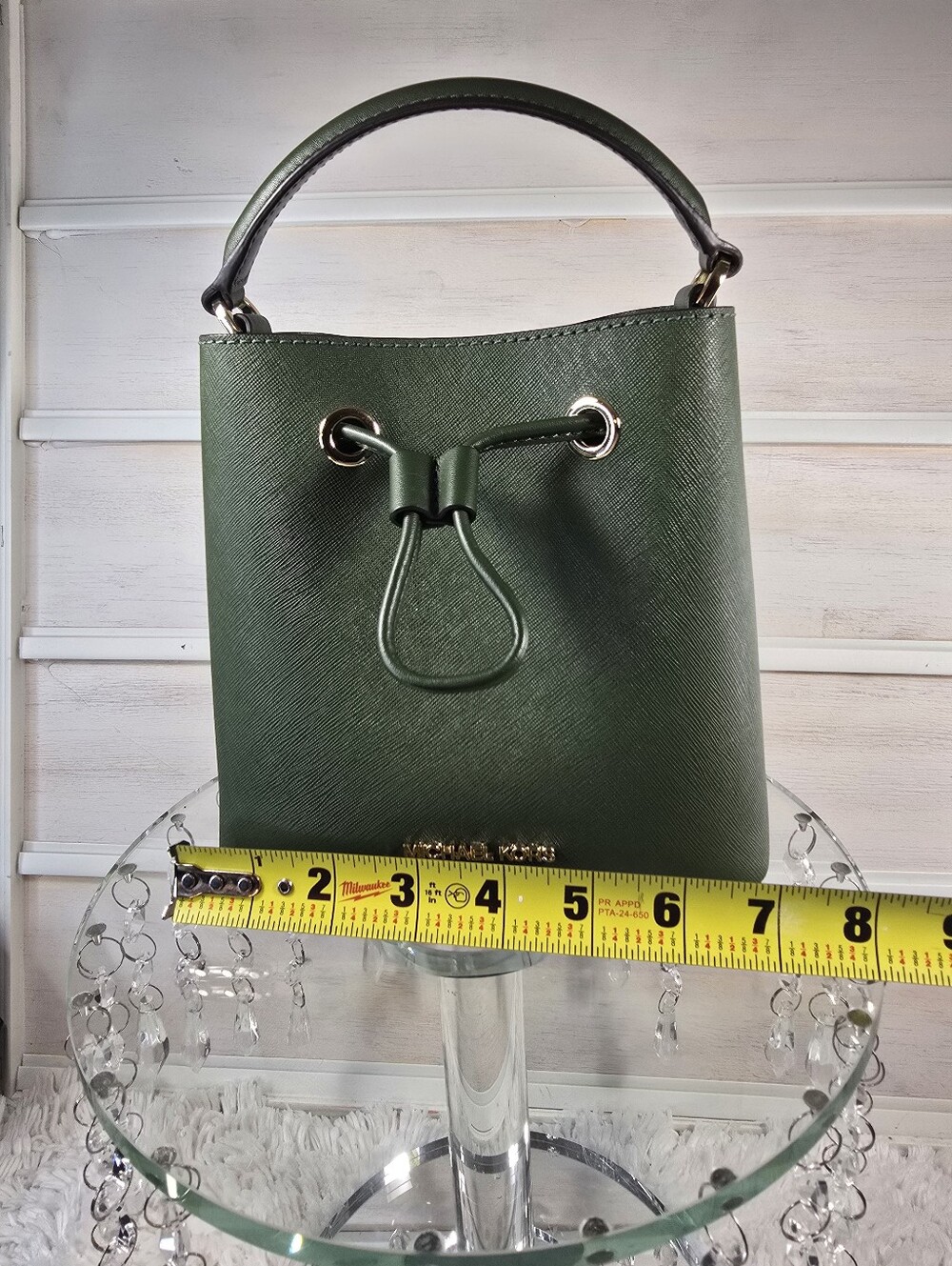 Michael Kors Green Saffiano Leather mini Bucket Bag only - Picture 11 of 14